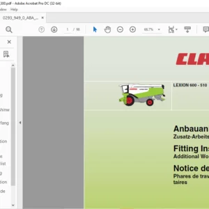 CLAAS LEXION 600 - 510 Additional Working Lights Fitting Instruction Manual_DE_EN_FR  - PDF DOWNLOAD