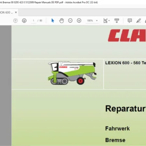 CLAAS LEXION 600 - 560 Terra-Trac Fahrwerk Bremse Reparaturhandbuch Reparatur handbuch - PDF DOWNLOAD (German)