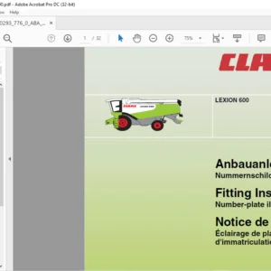 CLAAS LEXION 600 Number-plate illumination Instructions Manual_DE_EN_FR - PDF DOWNLOAD