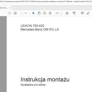 CLAAS LEXION 780-620 Mercedes-Benz OM 47x LA Sprężarka powietrza instrukcja montażu Manual - PDF DOWNLOAD (Polish)