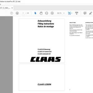 CLAAS LEXION CLAAS 3-D Control Unit Fitting Instructions Manual _DE_EN_FR  - PDF DOWNLOAD