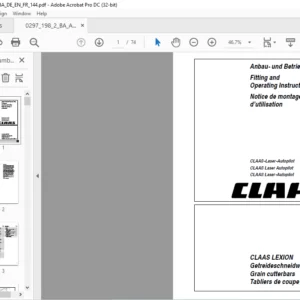 CLAAS LEXION CLAAS Laser Autopilot Fitting and Operating Instructions Manual - PDF DOWNLOAD