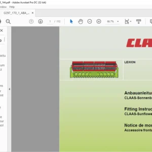 CLAAS LEXION CLAAS-Sunflower attachment Fitting Instructions Manual_DE_EN_FR