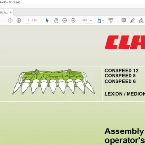 CLAAS LEXION / MEDION / MEGA CONSPEED 12 CONSPEED 8 CONSPEED 6 Assembly and operator's manual