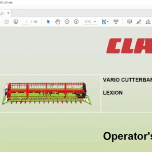 CLAAS LEXION VARIO CUTTERBAR II Operator’s Manual - PDF DOWNLOAD