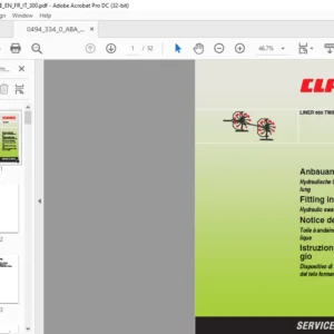 CLAAS LINER 650 TWIN Hydraulic swath curtain adjustment Fitting Instructions Manual _DE_EN_FR_IT