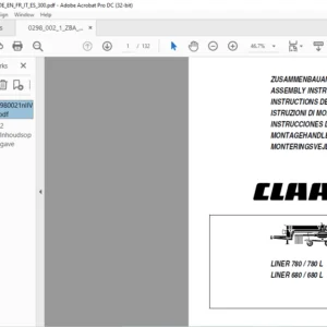 CLAAS LINER 780 / 780 L LINER 680 / 680 L ASSEMBLY INSTRUCTIONS MANUAL_DE_EN_FR_IT_ES_