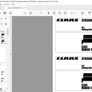 CLAAS MARKANT 40 Teil Bedienung Daten Schmierung Betriebsanleitung - PDF DOWNLOAD (GERMAN)