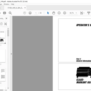 CLAAS MARKANT 65/55/52 Part 2 General Information Maintenance Operator’s Manual - PDF DOWNLOAD