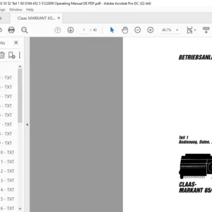 CLAAS MARKANT 65/55/52 Teil 1 Bedienung Daten Schmierung Betriebsanleitung - PDF DOWNLOAD (GERMAN)