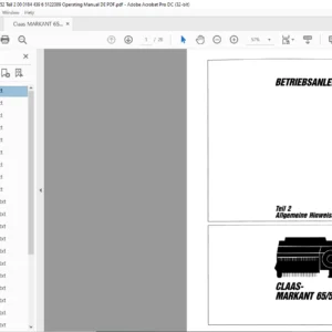 CLAAS MARKANT 65/55/52 Teil 2 Bedienung Daten Schmierung Betriebsanleitung - PDF DOWNLOAD