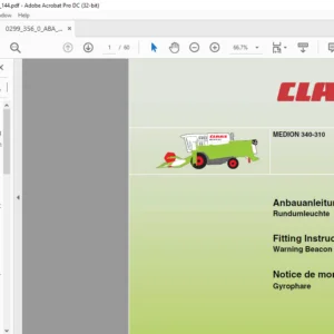 CLAAS MEDION 340-310 Warning Beacon Fitting Instructions Manual_DE_EN_FR  - PDF DOWNLOAD