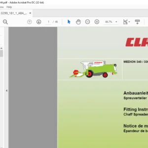 CLAAS MEDION 340 / 330 / 320 / 310 Chaff Spreader Fitting Instructions Manual_DE_EN_FR