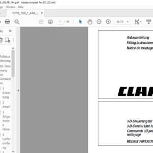 CLAAS MEDION 340/330/310 3-D-Control Unit for Sieve Pan FITTING INSTRUCTIONS MANUAL_DE_EN_FR