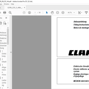CLAAS MEDION 340/330/310 Electric deflector adjustment system Fitting Instructions Manual_DE_EN_FR