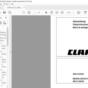 CLAAS MEDION 340/330/310 MEGA 208/204 Auto-Contour Fitting Instructions Manual_DE_EN_FR - PDF DOWNLOAD