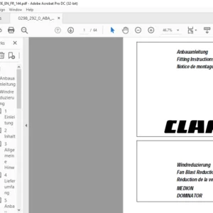 CLAAS MEDION DOMINATOR Fan Blast Reduction Fitting Instructions Manual_DE_EN_FR