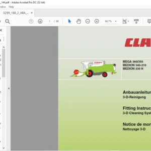 CLAAS MEGA 360/350 MEDION 340-310 MEDION 330 H 3-D Cleaning System Fitting instructions Manual_DE_EN_FR
