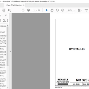 CLAAS MR 328 (E)-HYDRAULIK Reparaturhandbuch - PDF DOWNLOAD (German)