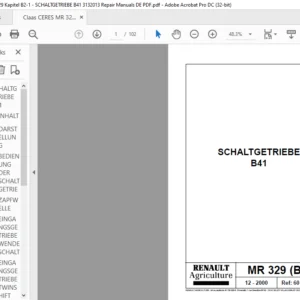 CLAAS MR 329 (B2-1) SCHALTGETRIEBE B41 Reparatur handbuch - PDF DOWNLOAD (GERMAN)