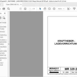 CLAAS MR 329 E2-KRAFTHEBER -LADEVORRICHTUNG Reparatur handbuch - PDF DOWNLOAD (GERMAN)