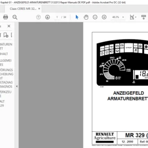 CLAAS MR 329 (G1) ANZEIGEFELD ARMATURENBRETT Reparaturhandbuch - PDF DOWNLOAD (German)