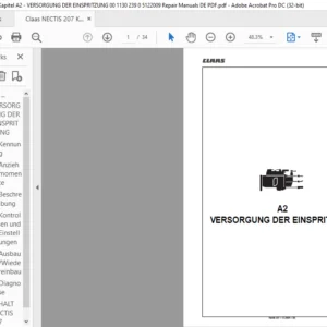 CLAAS Nectis 207 A2-VERSORGUNG DER EINSPRITZUNG Reparatur handbuch - PDF DOWNLOAD (GERMAN)