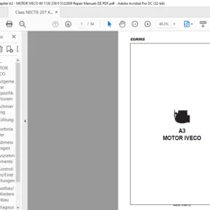 CLAAS Nectis 207 A3 MOTOR IVECO Reparatur handbuch - PDF DOWNLOAD (German)