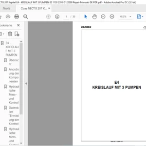 CLAAS Nectis 207 E4-KREISLAUF MIT 3 PUMPEN Reparatur handbuch- PDF DOWNLOAD (GERMAN)