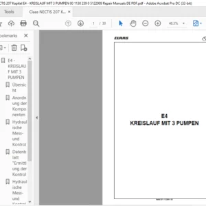 CLAAS Nectis 207 E4-KREISLAUF MIT 3 PUMPEN Reparatur handbuch- PDF DOWNLOAD (GERMAN)