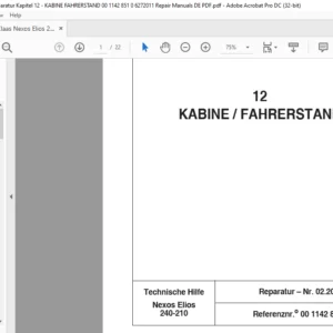 CLAAS Nexos Elios 240-210 12-KABINE  FAHRERSTAND Reparatur handbuch - PDF DOWNLOAD (German)