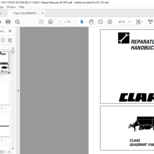 CLAAS QUADRANT 1150 / 1150 RC Reparatur handbuch - PDF DOWNLOAD (GERMAN)