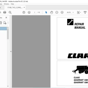 CLAAS QUADRANT 1200 / 1200 ROTO CUT Supplement to Repair Manual- PDF DOWNLOAD