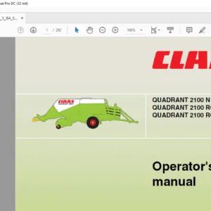 CLAAS QUADRANT 2100 N QUADRANT 2100 ROTO FEED QUADRANT 2100 ROTO CUT Operator’s Manual - PDF DONLOAD