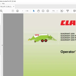 CLAAS QUADRANT 2200 QUADRANT 2200 ROTO CUT QUADRANT 2200 ROTO CUT HD QUADRANT 2200 FINE CUT Operator’s Manual