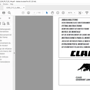 CLAAS QUADRANT 2200 REINFORCEMENT KIT KNOTER FRAME FITTING INSTRUCTIONS Manual_DE_EN_FR_IT_ES