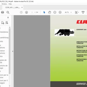 CLAAS QUADRANT 2200 TURBOFAN INSTALLATION INSTRUCTIONS MANUAL_DE_EN_FR_IT_ES - PDF DOWNLOAD