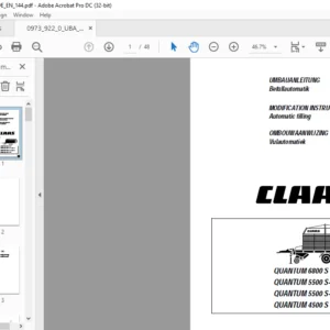 CLAAS QUANTUM 6800 S / P 5500 S-18 / P-18 5500 S-16 / P-16 4500 S / P Automatic filling MODIFICATION INSTRUCTIONS MANUAL_DE_EN_NL