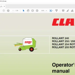 CLAAS ROLLANT 240 ROLLANT 250 / 250 ROTO CUT ROLLANT 254 ROTO CUT ROLLANT 255 ROTO CUT Operator's manual