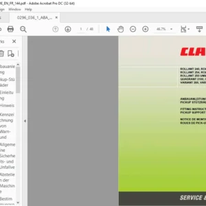 CLAAS ROLLANT 240 ROLLANT 250 ROLLANT 254 ROLLANT 255 ROLLANT 255 UNIWRAP QUADRANT 2100 QUADRANT 2200 VARIANT 260 VARIANT 280 Fitting Instruction Manual_DE_EN_FR