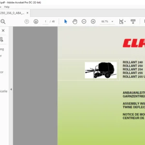 CLAAS ROLLANT 240 ROLLANT 250 ROLLANT 254 ROLLANT 255 ROLLANT 255 UNIWRAP TWINE DEFLECTOR ARMS ASSEMBLY INSTRUCTIONS MANUAL_DE_EN_FR