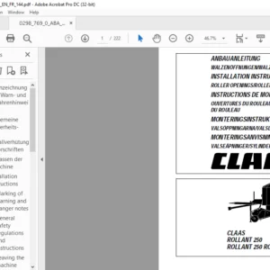 CLAAS ROLLANT 250 ROLLANT 250 ROTO CUT ROLLER OPENINGS/ROLLER BEARINGS ASSEMBLY INSTRUCTIONS MANUAL_DE_EN_FR - PDF DOWNLOAD