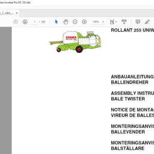CLAAS ROLLANT 255 UNIWRAP BALE TWISTER ASSEMBLY INSTRUCTIONS MANUAL_DE_EN_FR - PDF DOWNLOAD