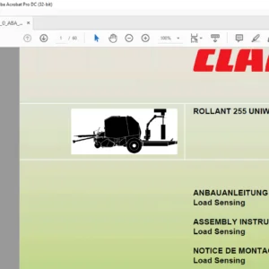CLAAS ROLLANT 255 UNIWRAP Load Sensing ASSEMBLY INSTRUCTIONS Fitting Instructions Manual_DE_EN_FR