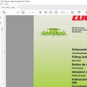 CLAAS RU 600 Contour RU 600 Auto Contour RU 600 Xtra Wear floor Fitting instructions Manual_DE_EN_FR_IT_ES