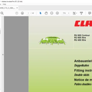 CLAAS RU 600 Contour RU 600 Xtra RU 450 Xtra Double skids Fitting Instructions Manual_DE_EN_FR