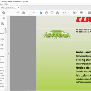 CLAAS RU 600 Contour Typ 661 RU 600 Contour Typ 903 Infeed Improvement Fitting instructions Manual_DE_EN_FR_IT