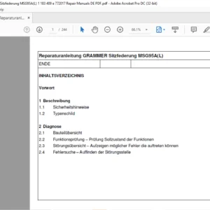 CLAAS Reparaturanleitung GRAMMER Sitzfederung MSG95A(L) Reparatur handbuch - PDF DOWNLOAD (GERMAN)