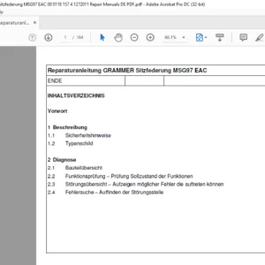 CLAAS Reparaturanleitung GRAMMER Sitzfederung MSG97 EAC Reparatur handbuch - PDF DOWNLOAD (GERMAN)