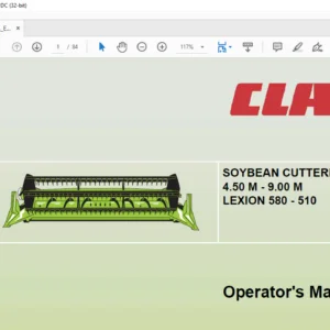 CLAAS SOYBEAN CUTTERBAR 4.50 M - 9.00 M LEXION 580 - 510 Operator’s Manual - PDF DOWNLOAD